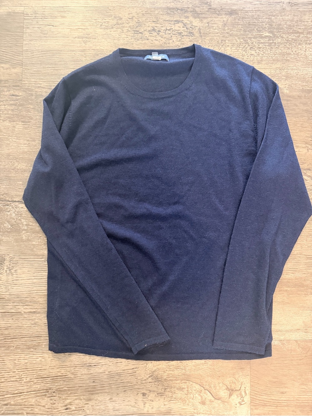 Bonobos Mens Slim Fit Navy Blue Extra Fine Merino Wool Blend Crewneck Sweater L